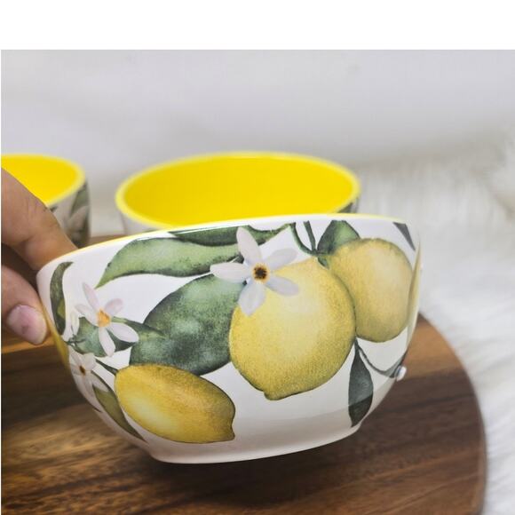 Bico Lemon Dreams Ceramic Bowls Set of 4, 26oz, NIB - Picture 3 of 8